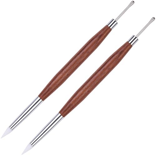 Ycyan 2-Piece Dual-Ended Nail Art Sculpture Pen Set - Silicone & Stainless Steel 3D Gel Picker, Foil Carving, Drawing, Shaping Nail Brushes for Professional Nail Art Avelisse