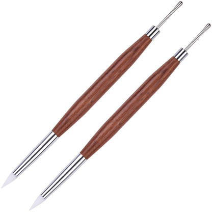 Ycyan 2-Piece Dual-Ended Nail Art Sculpture Pen Set - Silicone & Stainless Steel 3D Gel Picker, Foil Carving, Drawing, Shaping Nail Brushes for Professional Nail Art Avelisse