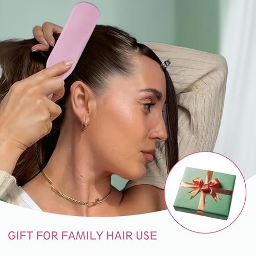 Slick Back Hair Brush - Pink Wood Handle Boar Bristles Smoothing Hairbrush, Anti-Frizz Edge Control for Women and Men Avelisse