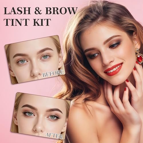 2-in-1 Eyelash & Eyebrow Color Kit - Professional Lash & Brow Tint for Long-Lasting Color Up to 6 Weeks, Natural & Safe DIY at Home (Black & Brown) Avelisse