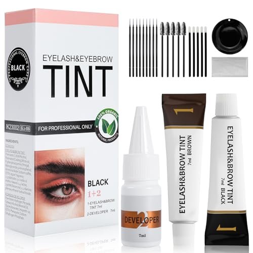 2-in-1 Eyelash & Eyebrow Color Kit - Professional Lash & Brow Tint for Long-Lasting Color Up to 6 Weeks, Natural & Safe DIY at Home (Black & Brown) Avelisse