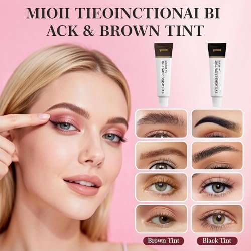 2-in-1 Eyelash & Eyebrow Color Kit - Professional Lash & Brow Tint for Long-Lasting Color Up to 6 Weeks, Natural & Safe DIY at Home (Black & Brown) Avelisse