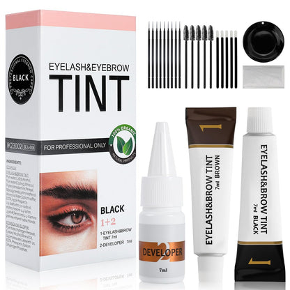 2-in-1 Eyelash & Eyebrow Color Kit - Professional Lash & Brow Tint for Long-Lasting Color Up to 6 Weeks, Natural & Safe DIY at Home (Black & Brown) Avelisse