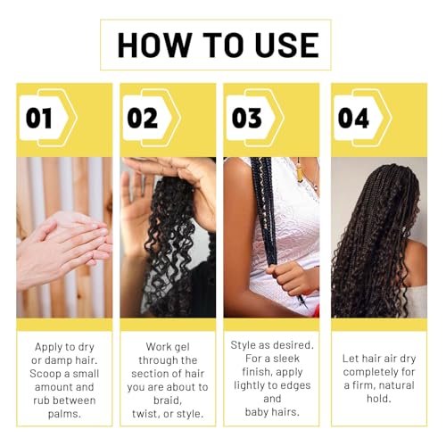 CNNY Edge Control Braid & Loc Gel - 3.5oz Professional Styling Gel, Strong Hold, No Flake Formula for Braids, Dreadlocks, Twist Outs and Natural Hair, Moisturizes & Defines - görsel 8
