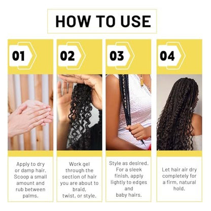 CNNY Edge Control Braid & Loc Gel - 3.5oz Professional Styling Gel, Strong Hold, No Flake Formula for Braids, Dreadlocks, Twist Outs and Natural Hair, Moisturizes & Defines