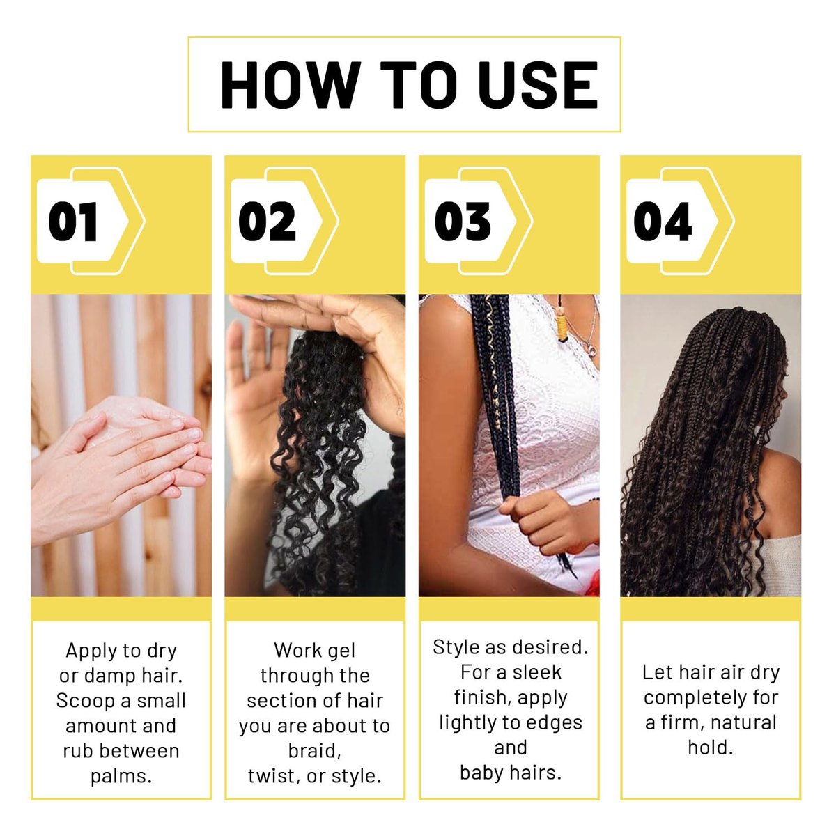 CNNY Edge Control Braid & Loc Gel - 3.5oz Professional Styling Gel, Strong Hold, No Flake Formula for Braids, Dreadlocks, Twist Outs and Natural Hair, Moisturizes & Defines - görsel 7