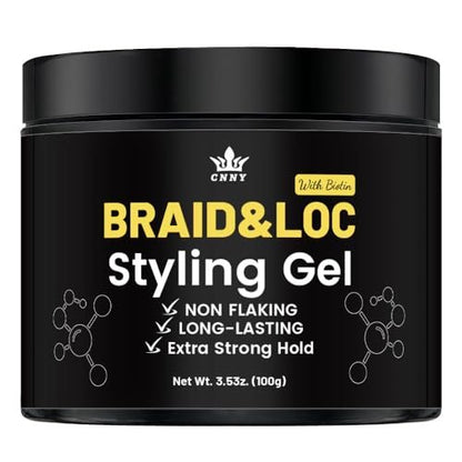 CNNY Edge Control Braid & Loc Gel - 3.5oz Professional Styling Gel, Strong Hold, No Flake Formula for Braids, Dreadlocks, Twist Outs and Natural Hair, Moisturizes & Defines