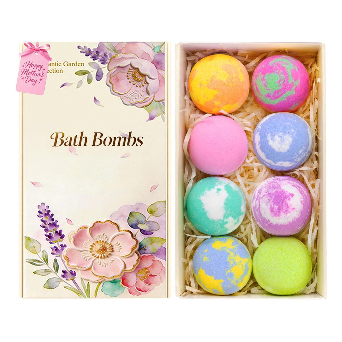 Luxury Bath Bomb Gift Set for Women – 8 Pack Natural Bubble Bath Bombs with Essential Oils, Self Care Spa Gifts for Mom, Wife, Birthday & Mother's Day - görsel 3