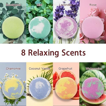 Luxury Bath Bomb Gift Set for Women – 8 Pack Natural Bubble Bath Bombs with Essential Oils, Self Care Spa Gifts for Mom, Wife, Birthday & Mother's Day