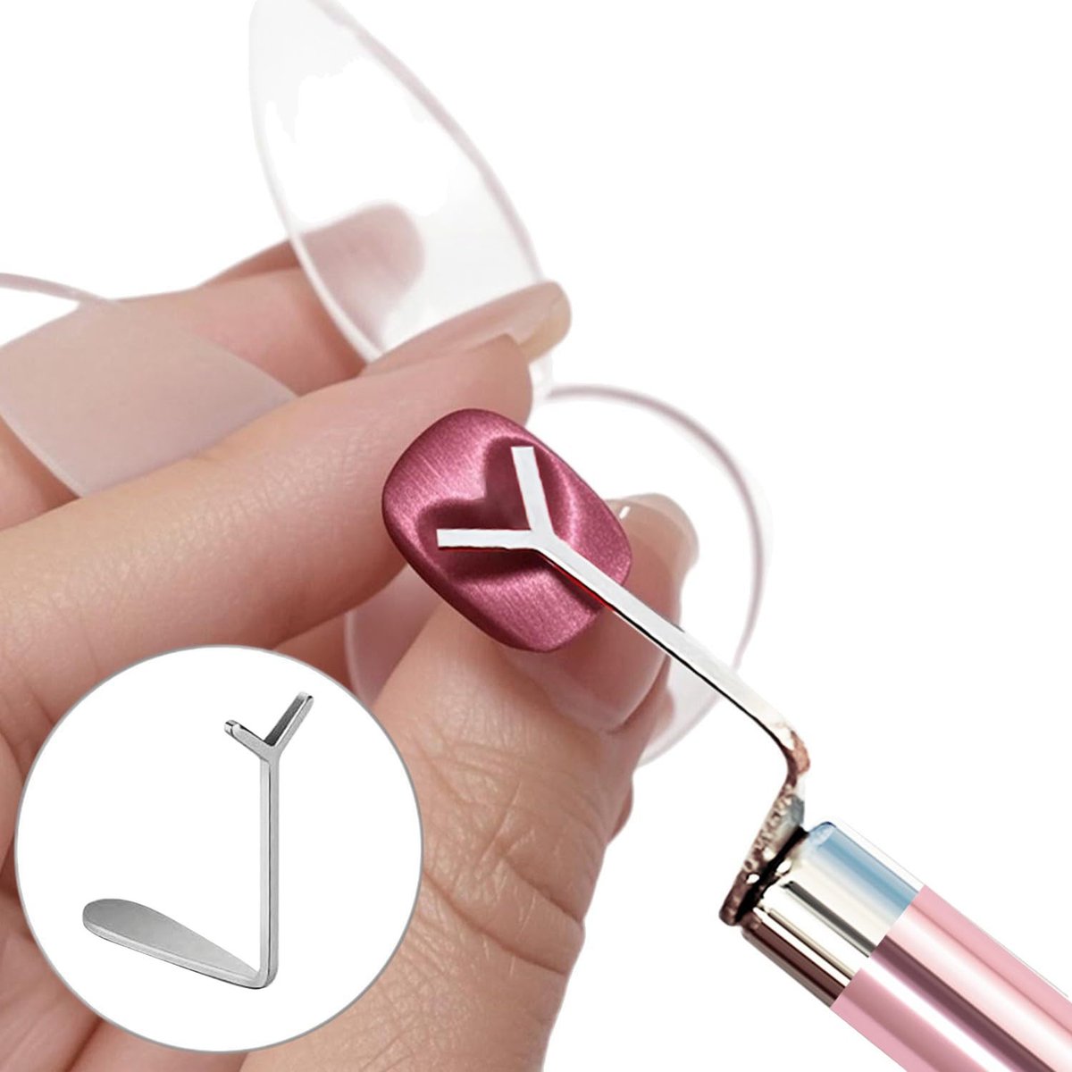 CHEMAILON Cat Eye Magnet Set - Cylindrical & Ball Magnet Nail Art Pens & Heart-Shaped Magnet for Nails, Double-head French Nail Magnet, Cat Eye Hollow Nail Art Magnet - Perfect for DIY or Nail Salon - görsel 9