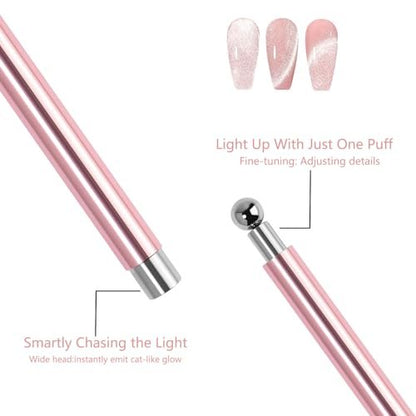 CHEMAILON Cat Eye Magnet Set - Cylindrical & Ball Magnet Nail Art Pens & Heart-Shaped Magnet for Nails, Double-head French Nail Magnet, Cat Eye Hollow Nail Art Magnet - Perfect for DIY or Nail Salon