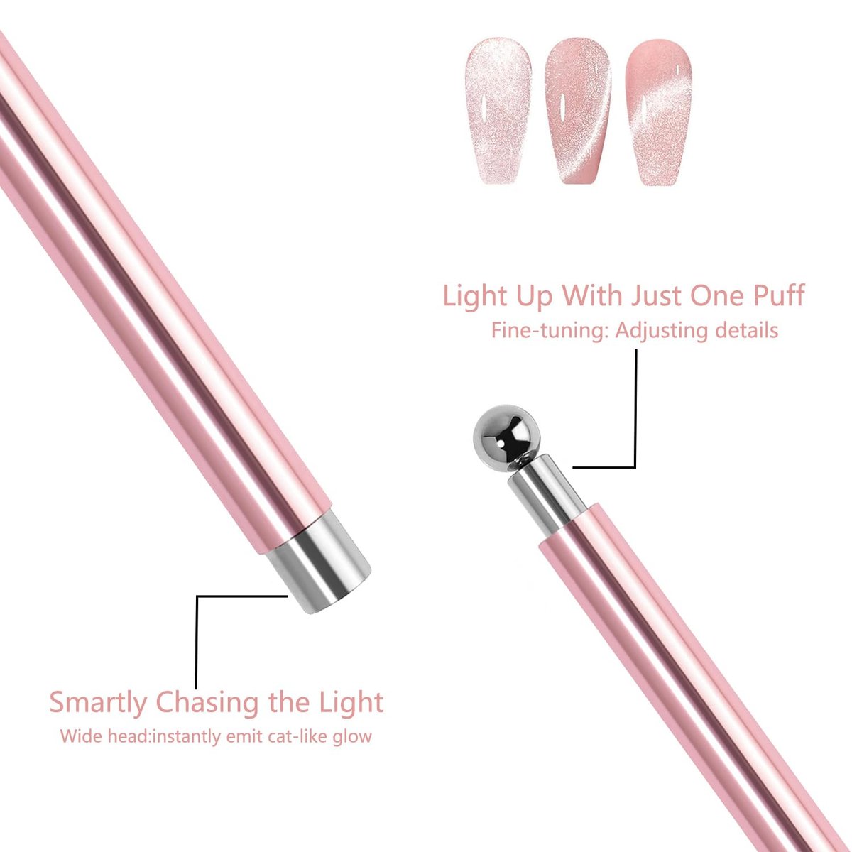 CHEMAILON Cat Eye Magnet Set - Cylindrical & Ball Magnet Nail Art Pens & Heart-Shaped Magnet for Nails, Double-head French Nail Magnet, Cat Eye Hollow Nail Art Magnet - Perfect for DIY or Nail Salon - görsel 11