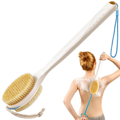BUBBLEDANCE® Back Scrubber for Shower with Extendable Long Handle (17.5-31.9"), Dual-Sided Shower Brush with Natural Stiff & Soft Bristles, Anti-Slip Body Exfoliator for Bath & Dry Brushing Avelisse