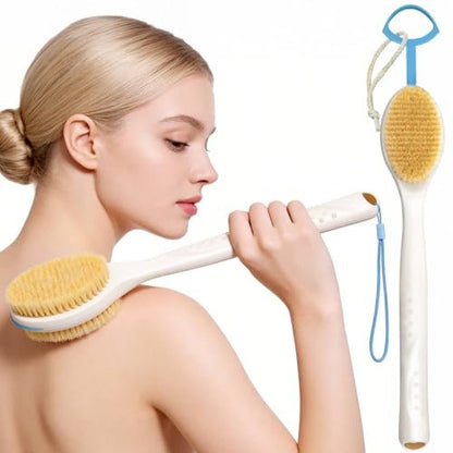 BUBBLEDANCE Extendable Back Scrubber - Dual-Sided Long Handle Shower Brush with Super-Stiff & Soft Bristles, Anti-Slip Body Exfoliator for Deep Exfoliation & Dry Brushing (17.5"-31.9") Avelisse