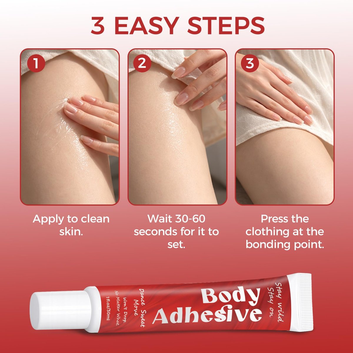 Body Glue Adhesive for Clothes and Skin – Liquid Butt Adhesive for Dancers, Fashion Tape Alternative for Low-Cut Styles, Bras, Wigs, Stockings, and Costumes Avelisse