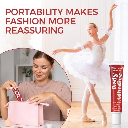 Body Glue Adhesive for Clothes and Skin – Liquid Butt Adhesive for Dancers, Fashion Tape Alternative for Low-Cut Styles, Bras, Wigs, Stockings, and Costumes Avelisse