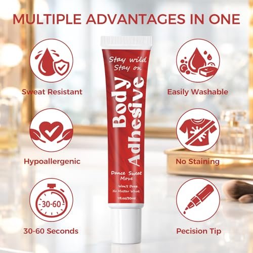 Body Glue Adhesive for Clothes and Skin – Liquid Butt Adhesive for Dancers, Fashion Tape Alternative for Low-Cut Styles, Bras, Wigs, Stockings, and Costumes Avelisse