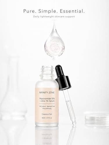 INFINITY ZONE Niacinamide 10% + Zinc 1% Face Serum – Lightweight Hydrating Serum with Hyaluronic Acid & Vitamin B5, 30 ml / 1.01 fl oz