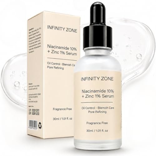 INFINITY ZONE Niacinamide 10% + Zinc 1% Face Serum – Lightweight Hydrating Serum with Hyaluronic Acid & Vitamin B5, 30 ml / 1.01 fl oz - görsel 1