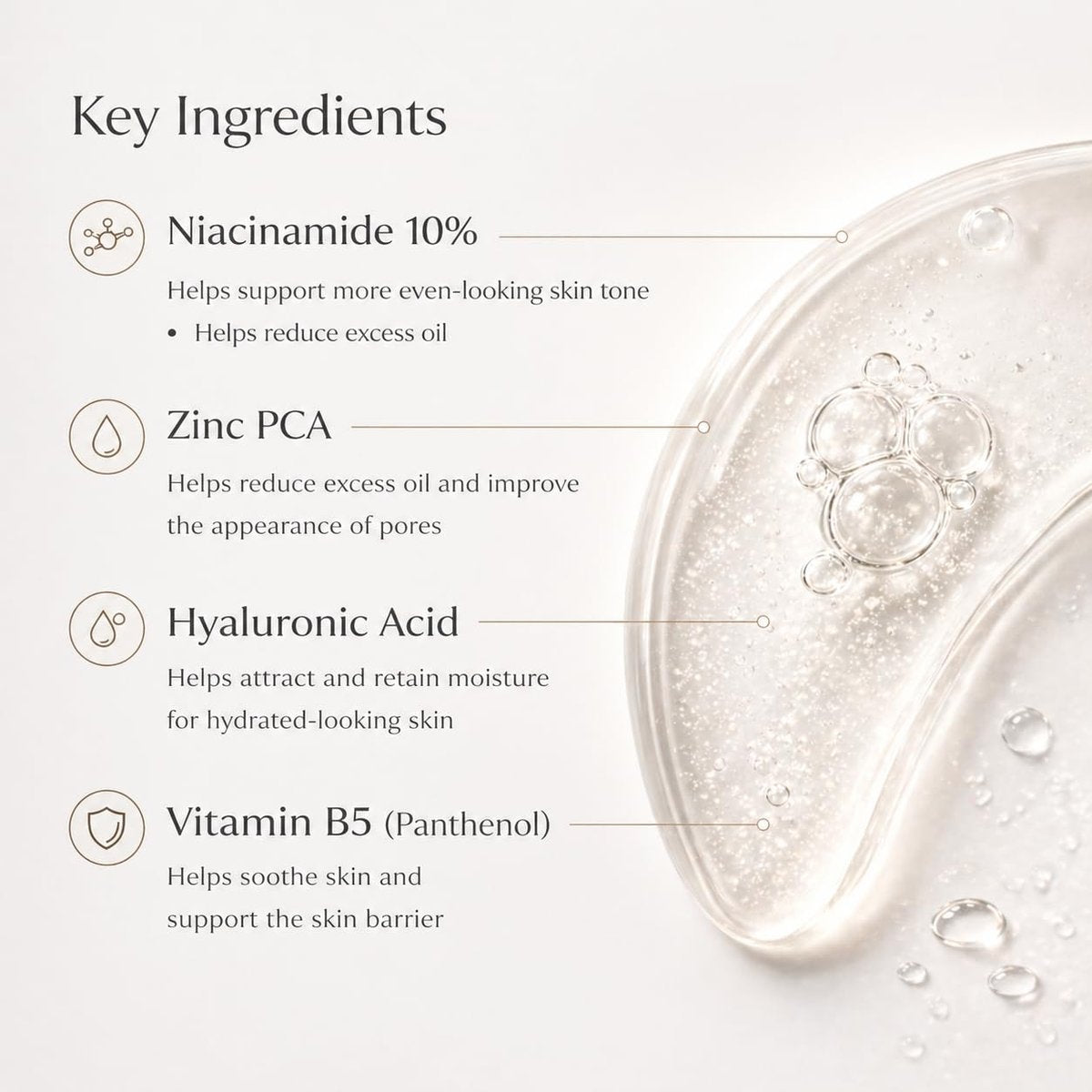 INFINITY ZONE Niacinamide 10% + Zinc 1% Face Serum – Lightweight Hydrating Serum with Hyaluronic Acid & Vitamin B5, 30 ml / 1.01 fl oz - görsel 8