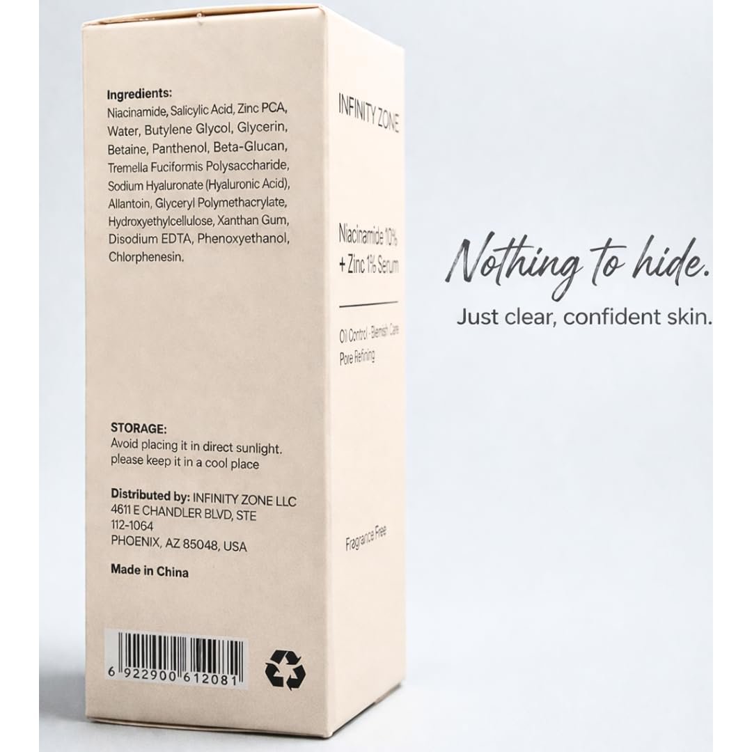 INFINITY ZONE Niacinamide 10% + Zinc 1% Face Serum – Lightweight Hydrating Serum with Hyaluronic Acid & Vitamin B5, 30 ml / 1.01 fl oz - görsel 18