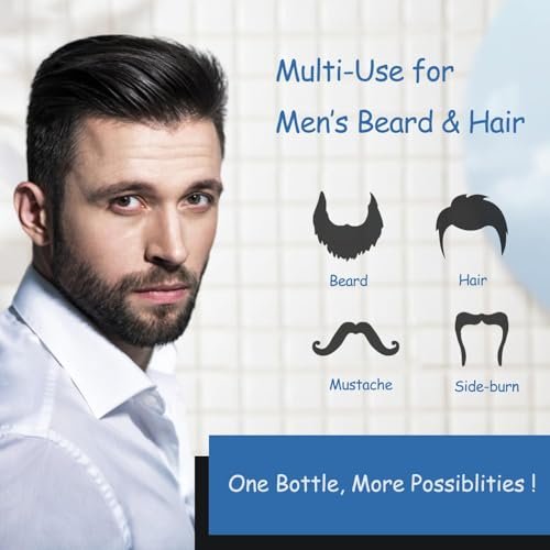 Fvquhvo Men's Beard Dye & Hair Dye Shampoo - Semi-Permanent Black Color for Instant Gray Coverage, Natural Formula, Works in 10 Minutes (500ml) Avelisse