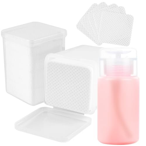 Corconess Lint Free Nail Wipes with Dispenser - 400 Pcs & 120ml Acetone Dispenser for Nail Polish Remover Avelisse