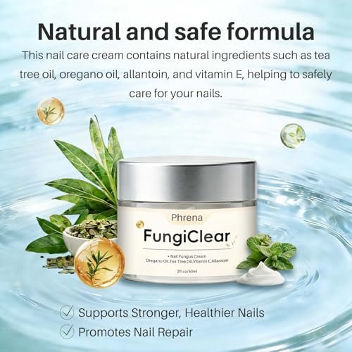 Phrena Nail Care Cream - Natural Nail Repair with Tea Tree Oil, Oregano Oil, Vitamin E & Allantoin - 60ml/2.03 fl oz Avelisse