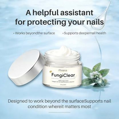 Phrena Nail Care Cream - Natural Nail Repair with Tea Tree Oil, Oregano Oil, Vitamin E & Allantoin - 60ml/2.03 fl oz Avelisse