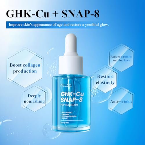 GHK-Cu SNAP-8 Peptide Serum: Anti-Aging Face Serum with Copper Peptide and Hyaluronic Acid for Firming, Fine Lines, Wrinkles, Skin Elasticity, Hydrating, 1 fl oz Avelisse