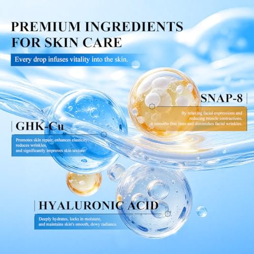 GHK-Cu SNAP-8 Peptide Serum: Anti-Aging Face Serum with Copper Peptide and Hyaluronic Acid for Firming, Fine Lines, Wrinkles, Skin Elasticity, Hydrating, 1 fl oz Avelisse