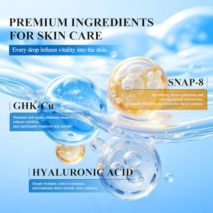 GHK-Cu SNAP-8 Peptide Serum: Anti-Aging Face Serum with Copper Peptide and Hyaluronic Acid for Firming, Fine Lines, Wrinkles, Skin Elasticity, Hydrating, 1 fl oz Avelisse