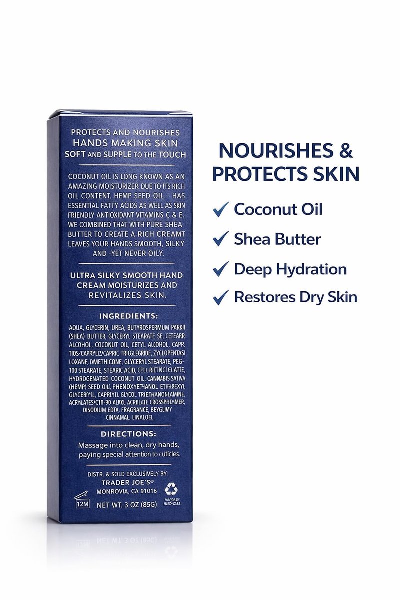 Intensive Moisture Hand Cream with Shea Butter, Coconut Oil & Hemp Seed Oil - 3 oz Avelisse
