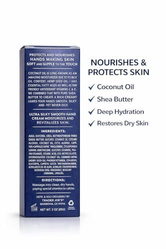 Intensive Moisture Hand Cream with Shea Butter, Coconut Oil & Hemp Seed Oil - 3 oz Avelisse