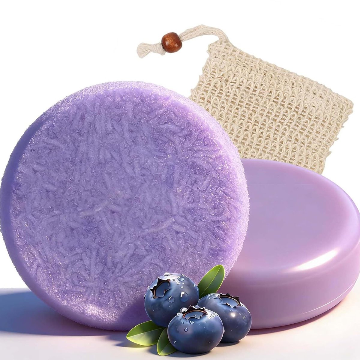 Blueberry Fields Shampoo & Conditioner Bundle Bars – 2 Pack for Thinning Hair & Frizz Control - görsel 1