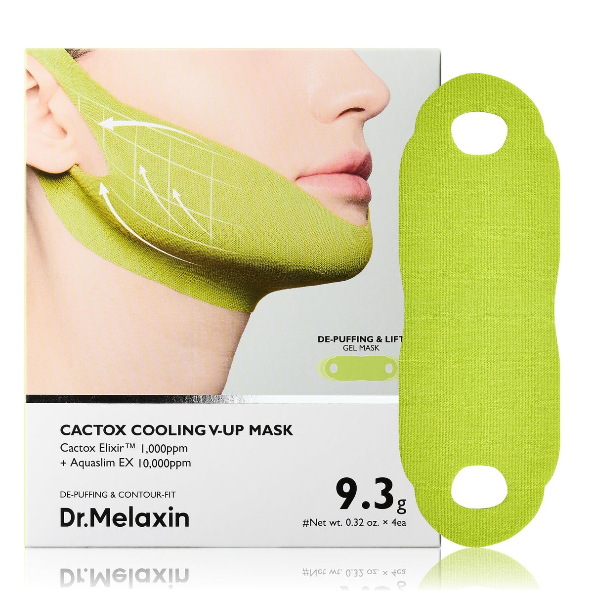 Dr.Melaxin CACTOX V-Lifting Mewing Band – Cactox + Caffeine + Collagen Double Chin Lifting Band for Sagging Jawline & Facial Puffiness | 115.49% Jaw & Chin Lifting Improvement | Korean V-Line Lifting (Green, 4 Pack) Avelisse