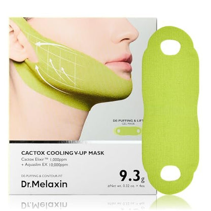 Dr.Melaxin CACTOX V-Lifting Mewing Band – Cactox + Caffeine + Collagen Double Chin Lifting Band for Sagging Jawline & Facial Puffiness | 115.49% Jaw & Chin Lifting Improvement | Korean V-Line Lifting (Green, 4 Pack) Avelisse