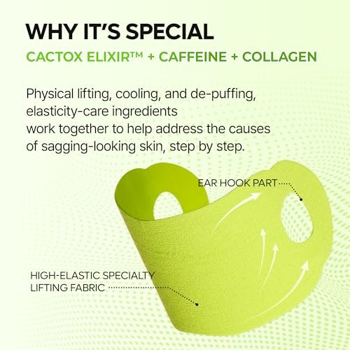 Dr.Melaxin CACTOX V-Lifting Mewing Band – Cactox + Caffeine + Collagen Double Chin Lifting Band for Sagging Jawline & Facial Puffiness | 115.49% Jaw & Chin Lifting Improvement | Korean V-Line Lifting (Green, 4 Pack) Avelisse