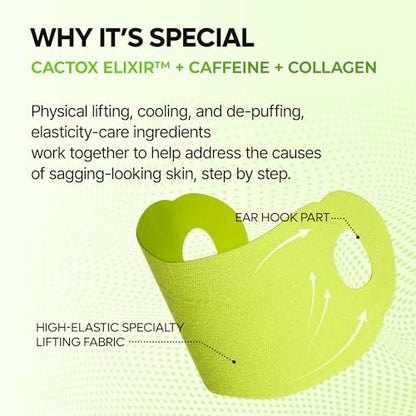 Dr.Melaxin CACTOX V-Lifting Mewing Band – Cactox + Caffeine + Collagen Double Chin Lifting Band for Sagging Jawline & Facial Puffiness | 115.49% Jaw & Chin Lifting Improvement | Korean V-Line Lifting (Green, 4 Pack) Avelisse