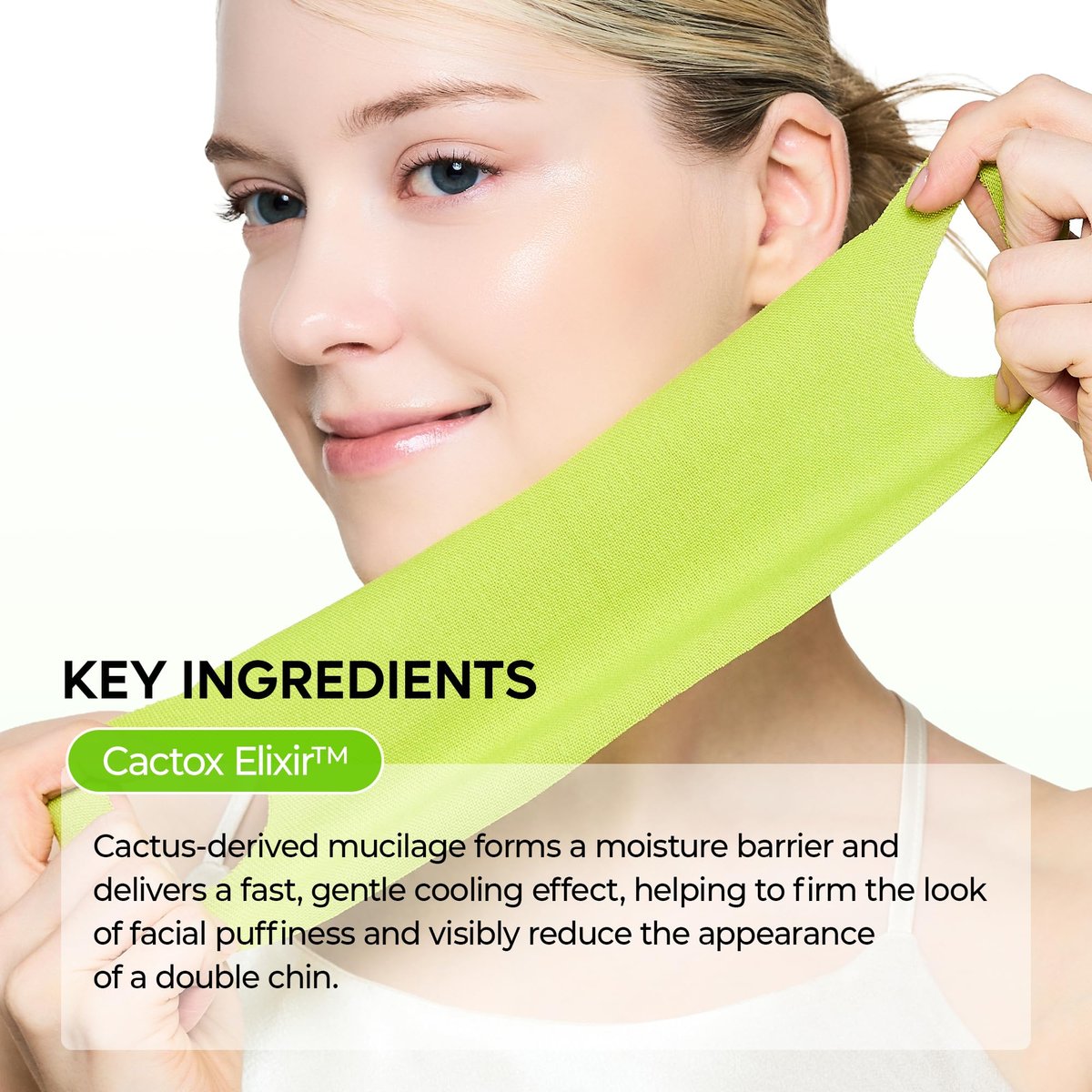 Dr.Melaxin CACTOX V-Lifting Mewing Band – Cactox + Caffeine + Collagen Double Chin Lifting Band for Sagging Jawline & Facial Puffiness | 115.49% Jaw & Chin Lifting Improvement | Korean V-Line Lifting (Green, 4 Pack) Avelisse