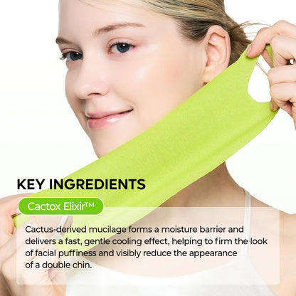 Dr.Melaxin CACTOX V-Lifting Mewing Band – Cactox + Caffeine + Collagen Double Chin Lifting Band for Sagging Jawline & Facial Puffiness | 115.49% Jaw & Chin Lifting Improvement | Korean V-Line Lifting (Green, 4 Pack) Avelisse