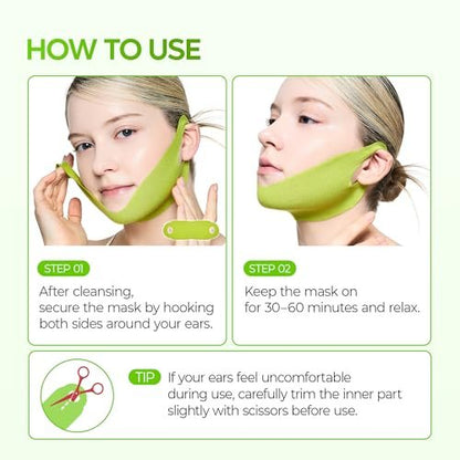 Dr.Melaxin CACTOX V-Lifting Mewing Band – Cactox + Caffeine + Collagen Double Chin Lifting Band for Sagging Jawline & Facial Puffiness | 115.49% Jaw & Chin Lifting Improvement | Korean V-Line Lifting (Green, 4 Pack) Avelisse
