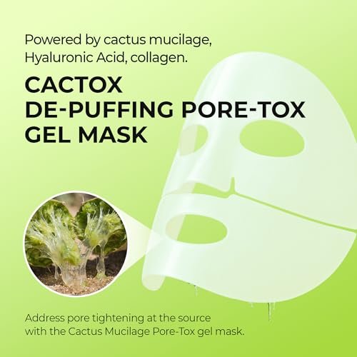Dr.Melaxin CACTOX DE-PUFFING PORE TOX GEL MASK 4EA – Cactus Cooling Mask for Puffiness & Pore Tightening Avelisse