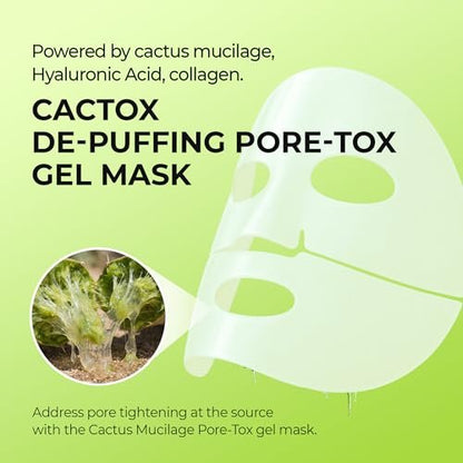 Dr.Melaxin CACTOX DE-PUFFING PORE TOX GEL MASK 4EA – Cactus Cooling Mask for Puffiness & Pore Tightening Avelisse