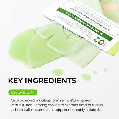 Dr.Melaxin CACTOX DE-PUFFING PORE TOX GEL MASK 4EA – Cactus Cooling Mask for Puffiness & Pore Tightening Avelisse