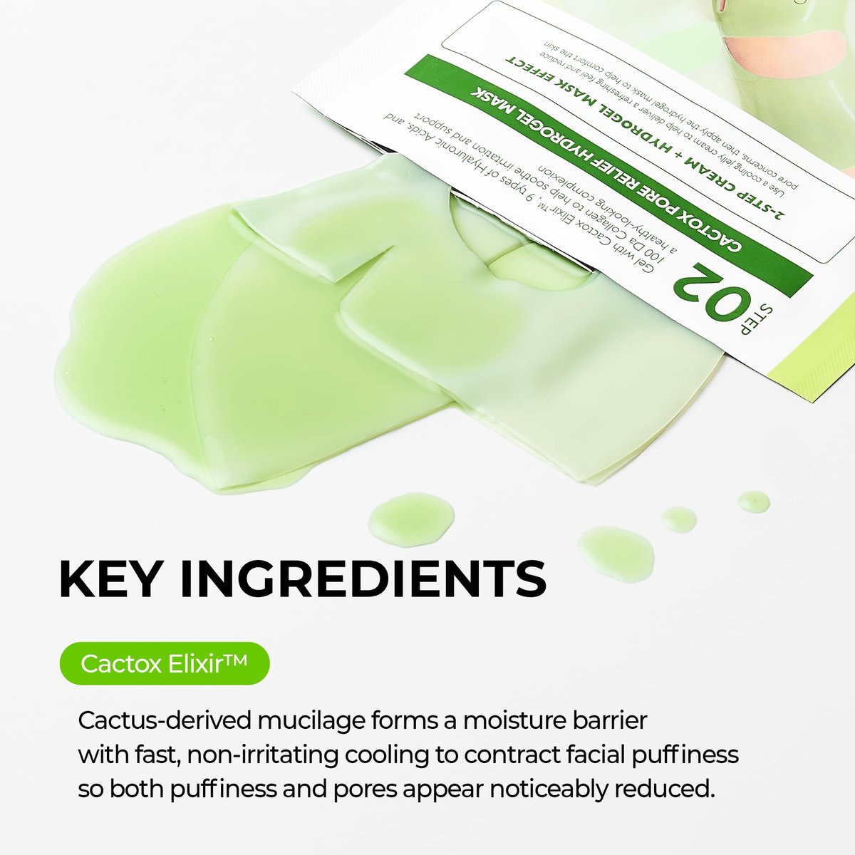 Dr.Melaxin CACTOX DE-PUFFING PORE TOX GEL MASK 4EA – Cactus Cooling Mask for Puffiness & Pore Tightening Avelisse