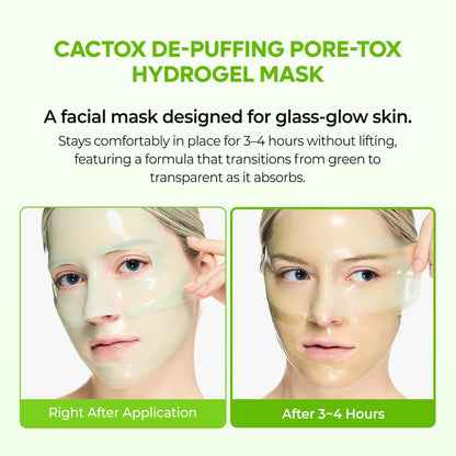 Dr.Melaxin CACTOX DE-PUFFING PORE TOX GEL MASK 4EA – Cactus Cooling Mask for Puffiness & Pore Tightening Avelisse