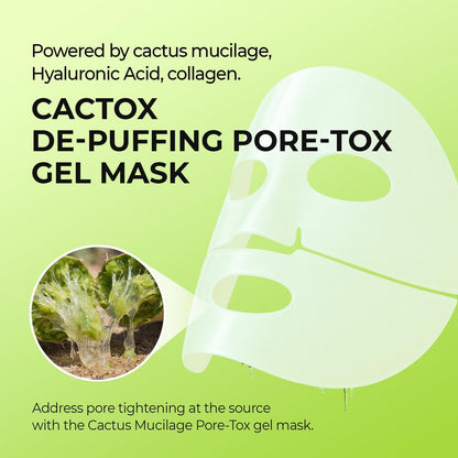 Dr.Melaxin CACTOX DE-PUFFING PORE TOX GEL MASK 4EA – Cactus Cooling Mask for Puffiness & Pore Tightening Avelisse