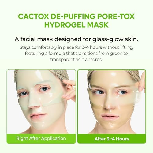 Dr.Melaxin CACTOX DE-PUFFING PORE TOX GEL MASK 4EA – Cactus Cooling Mask for Puffiness & Pore Tightening Avelisse