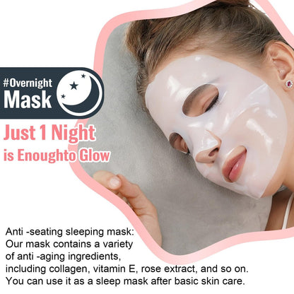 BXRUIAGN Collagen Face Mask & Smile Line Patches – Korean Skincare Sheet Mask for Wrinkle Smoothing & Radiance (Pink, 4 Count)